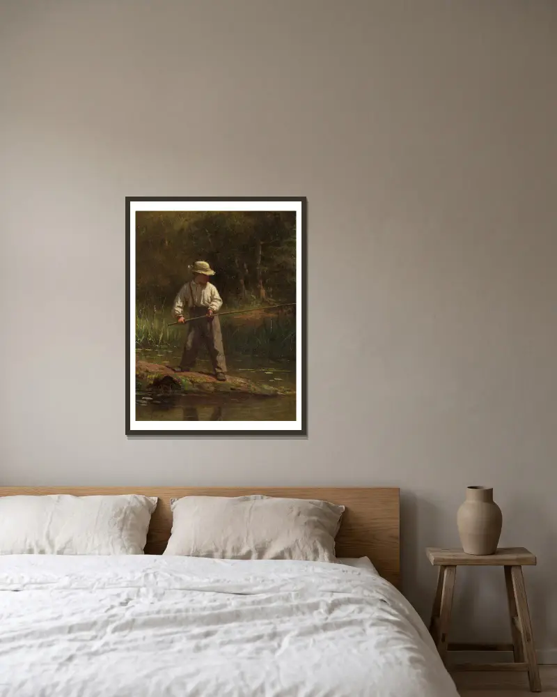 Chłopiec łowiący ryby, Eastman Johnson w ramie na ścianie