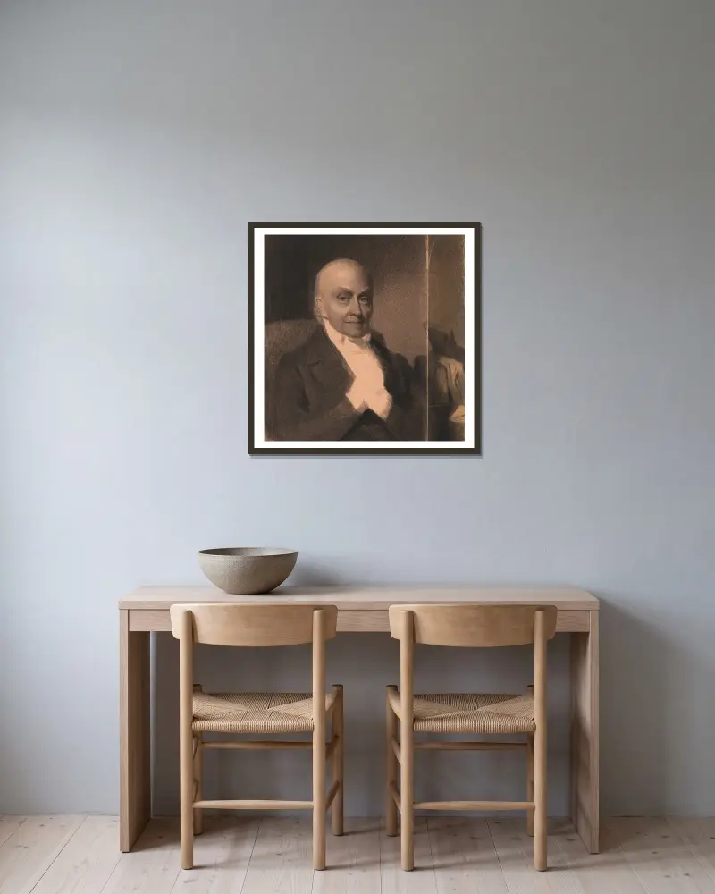 John Quincy Adams av Eastman Johnson inramad på en vägg