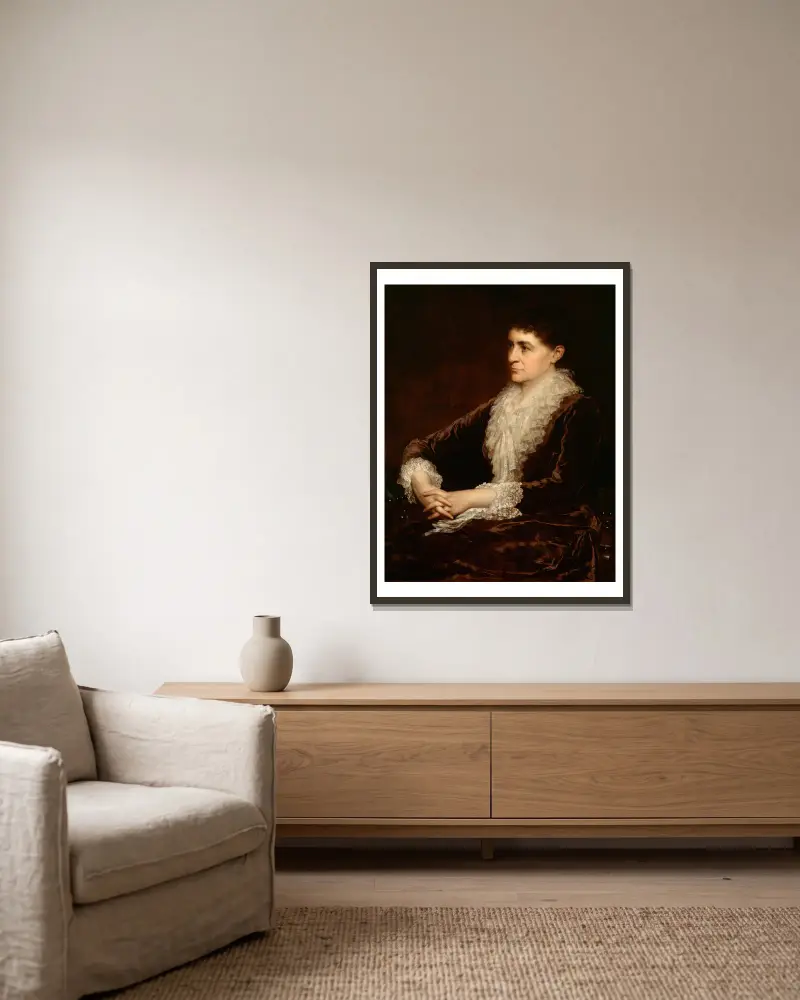 Mrs. Allan Shelden av Eastman Johnson inramad på en vägg