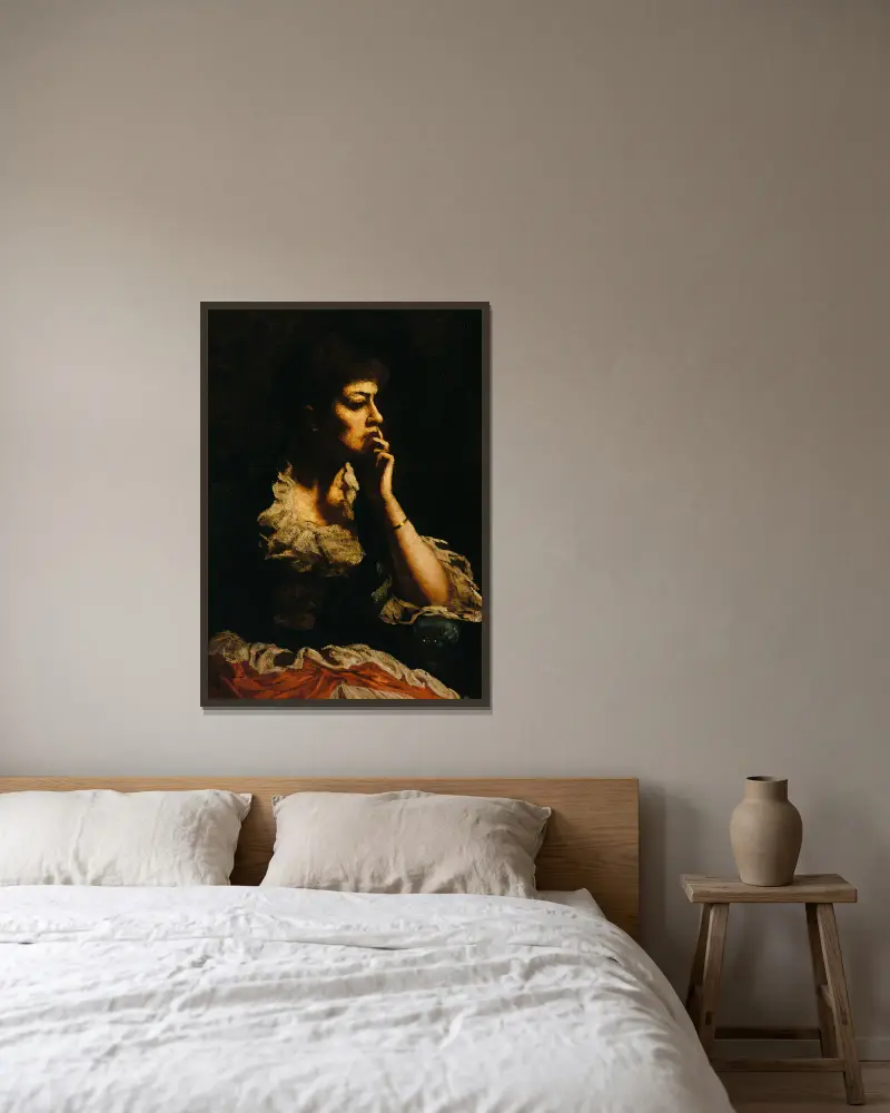 Porträt von Mrs. Eastman Johnson von Eastman Johnson gerahmt an einer Wand