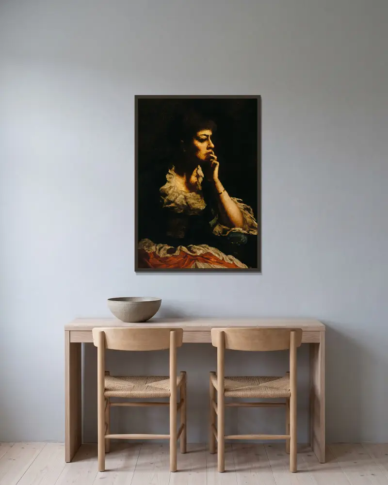 Porträt von Mrs. Eastman Johnson von Eastman Johnson gerahmt an einer Wand