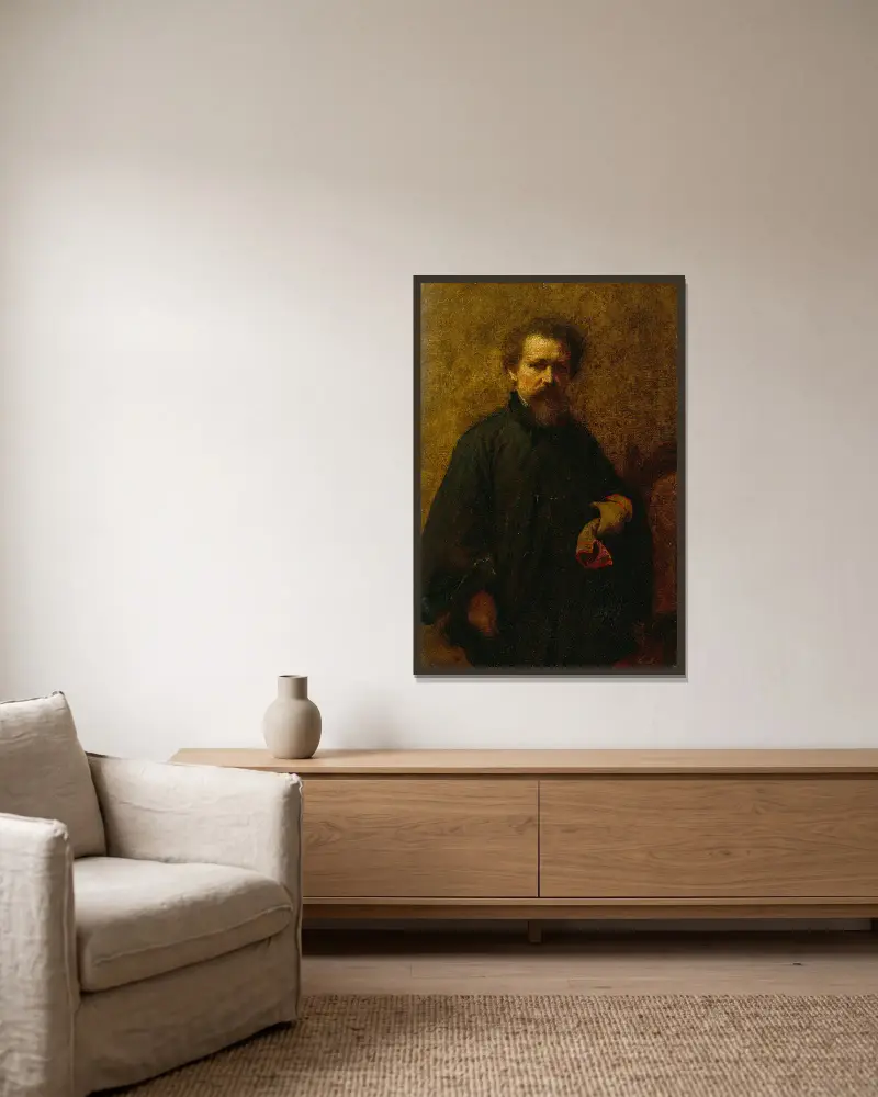 Self Portrait av Eastman Johnson inramad på en vägg