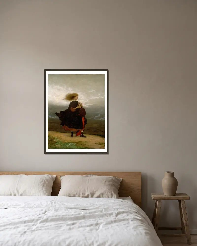 Flickan jag lämnade bakom mig av Eastman Johnson inramad på en vägg