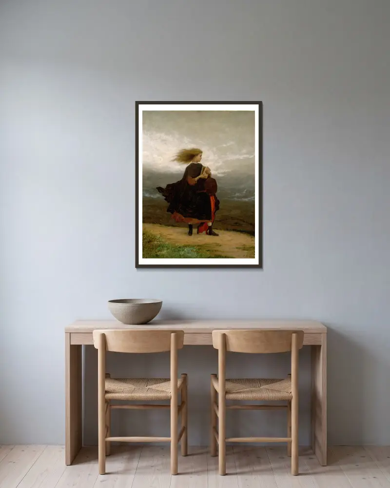 Flickan jag lämnade bakom mig av Eastman Johnson inramad på en vägg