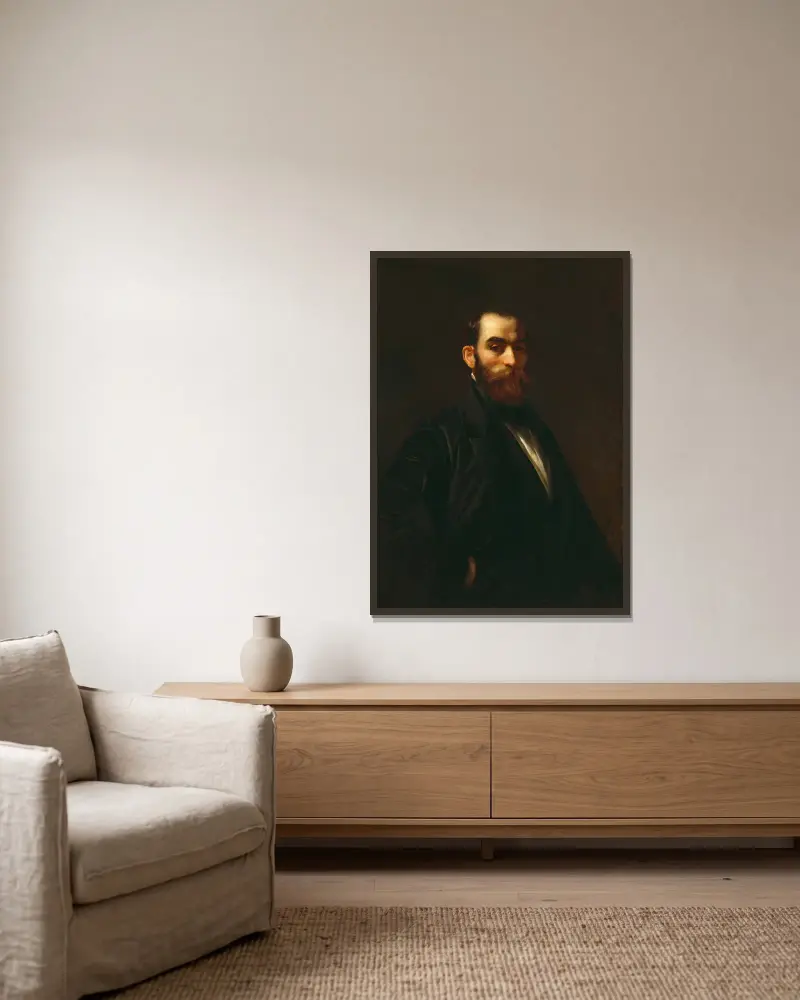 Worthington Whittredge av Eastman Johnson inramad på en vägg