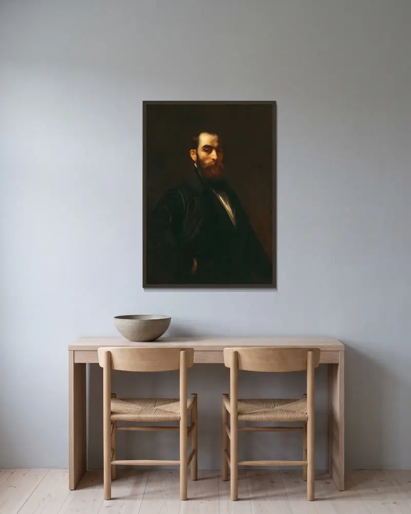 Worthington Whittredge av Eastman Johnson inramad på en vägg