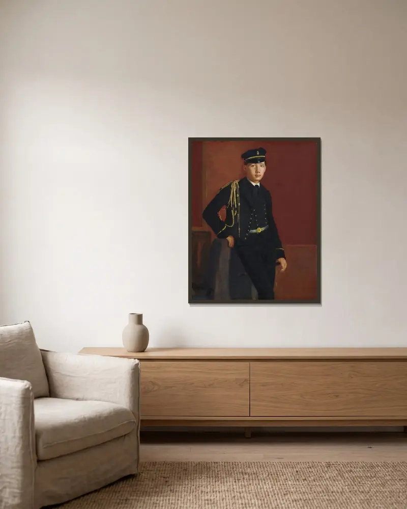 Achille De Gas i kadettuniform av Edgar Degas inramad på en vägg