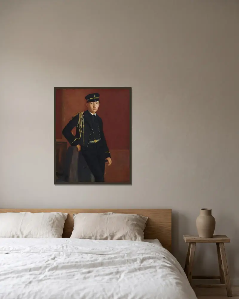 Achille De Gas i kadettuniform av Edgar Degas inramad på en vägg