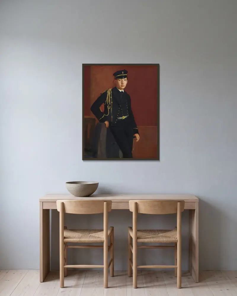 Achille De Gas i kadettuniform av Edgar Degas inramad på en vägg