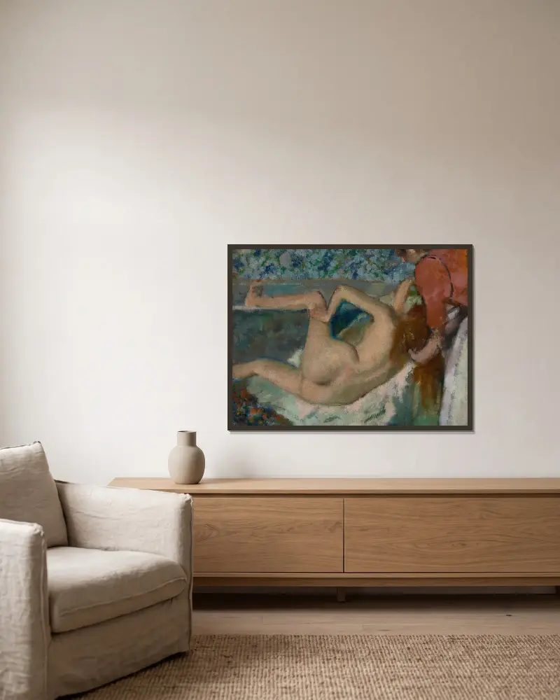 Po koupeli – Nr. 1, Edgar Degas v rámu na stěně