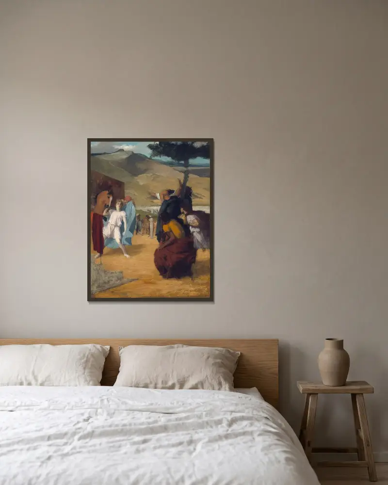 Alexander and Bucephalus av Edgar Degas inramad på en vägg