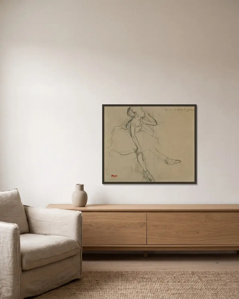Baletka v odpočinku, Edgar Degas v rámu na stěně