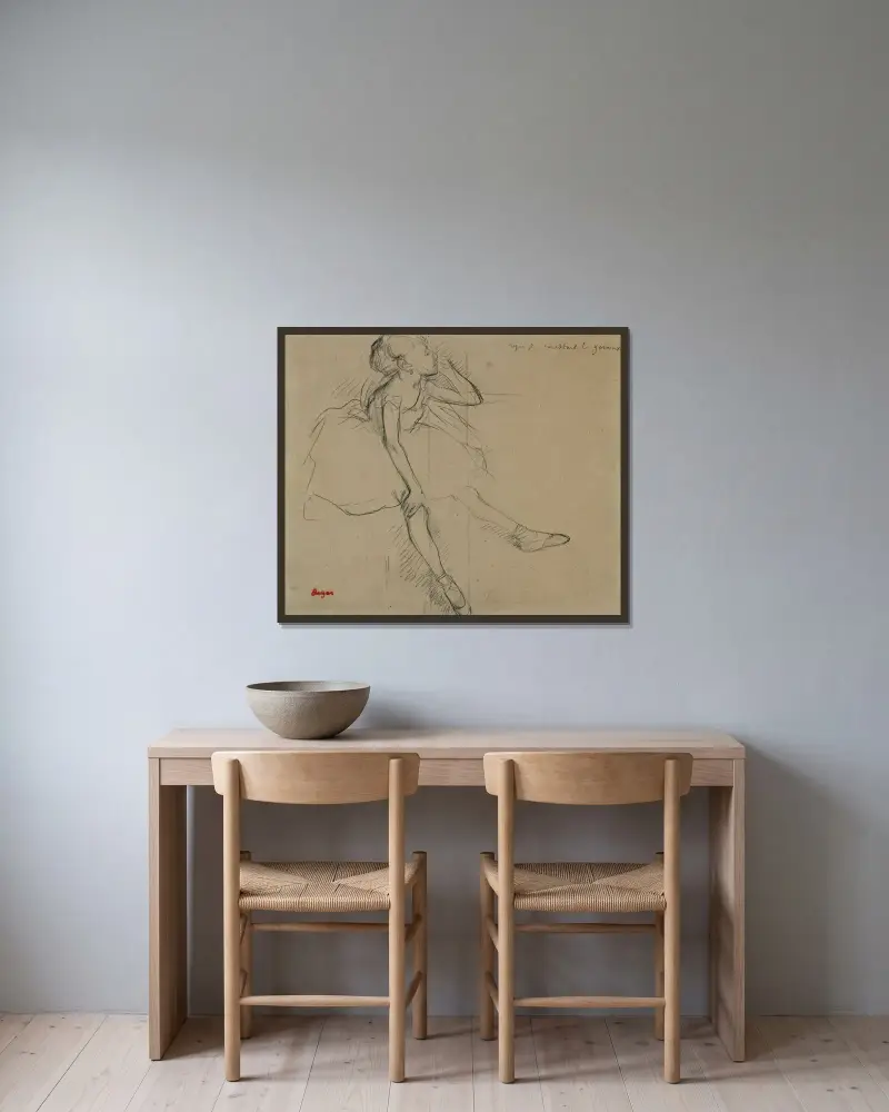 Baletka v odpočinku, Edgar Degas v rámu na stěně