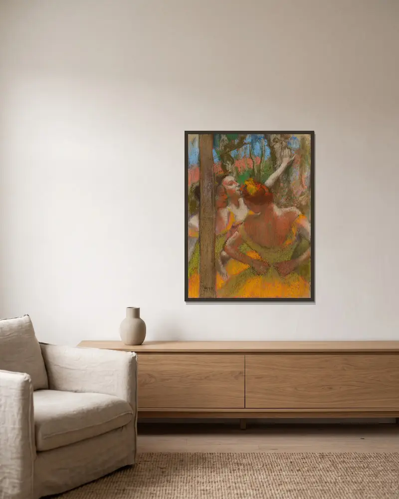 Dancers av Edgar Degas inramad på en vägg