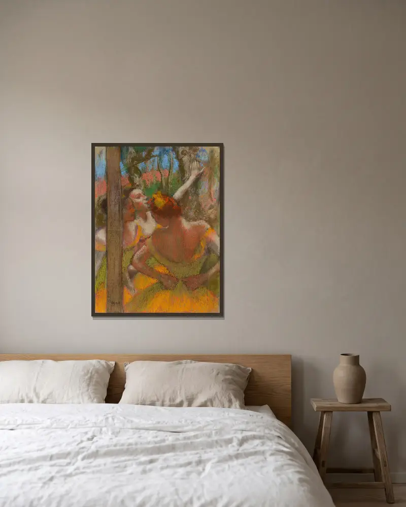 Dancers av Edgar Degas inramad på en vägg