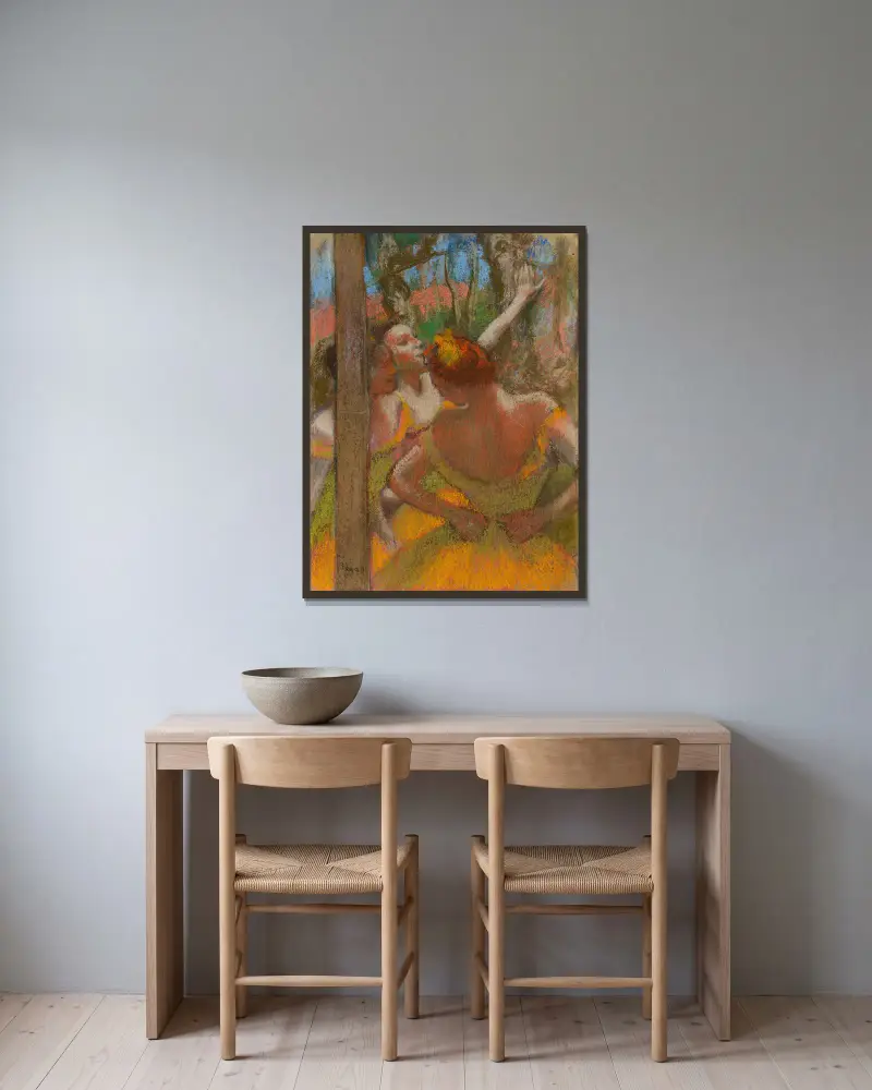 Dancers av Edgar Degas inramad på en vägg