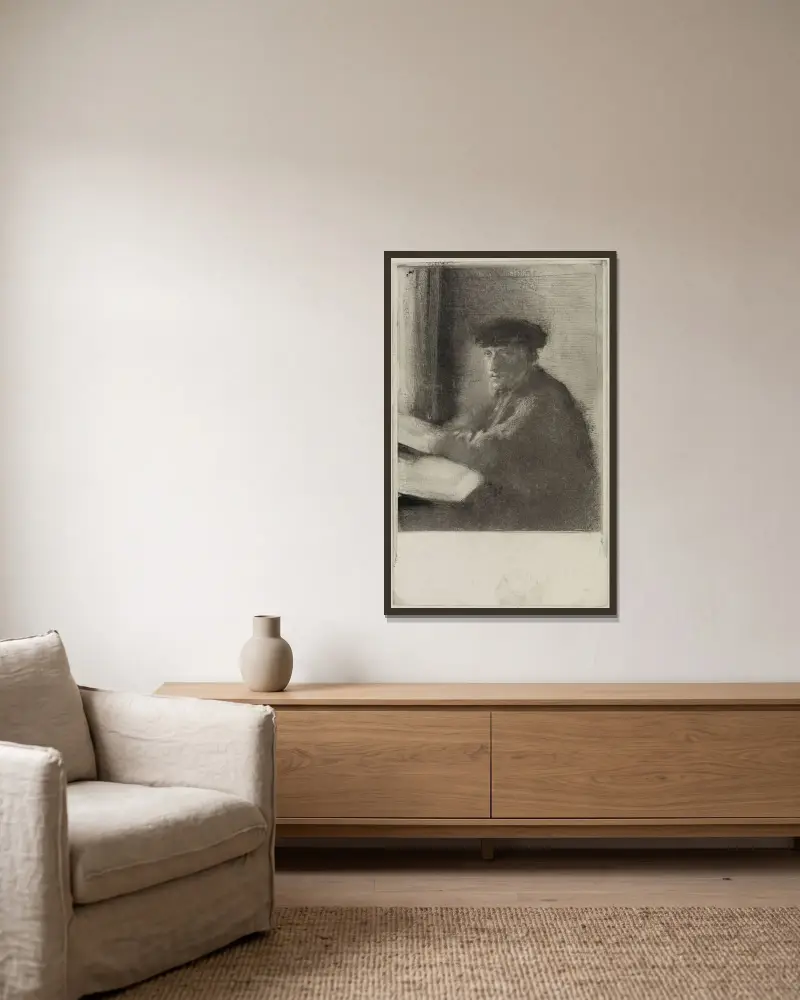 Rytownik Joseph Tourny, w półpostaci, Edgar Degas w ramie na ścianie