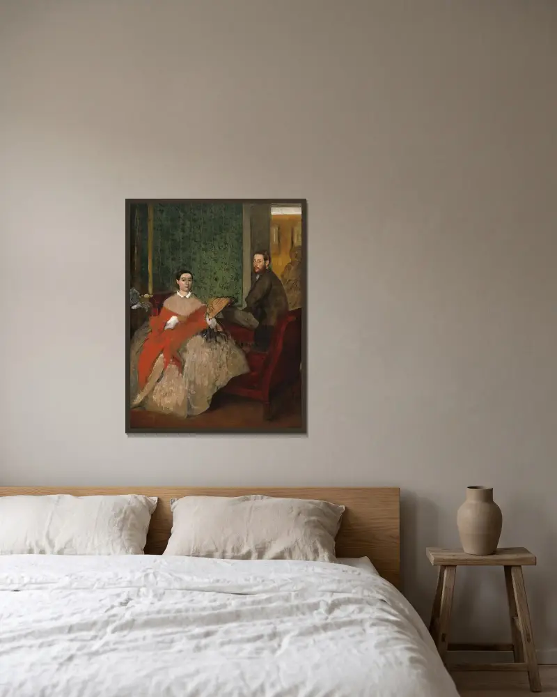 Edmondo and Thérèse Morbilli av Edgar Degas inramad på en vägg