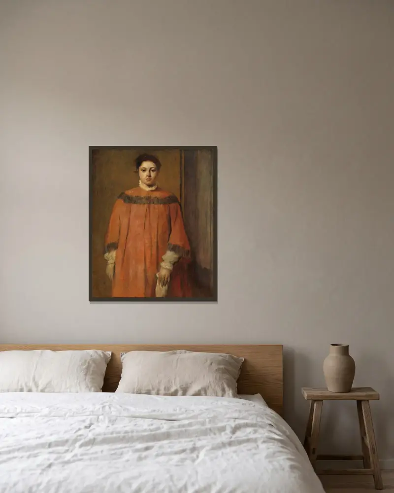 Dívka v červeném, Edgar Degas v rámu na stěně
