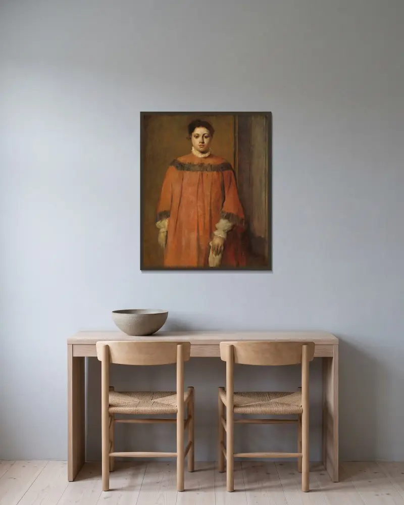 Dívka v červeném, Edgar Degas v rámu na stěně