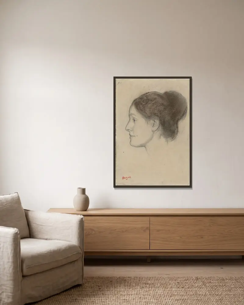 Hortense Valpinçon av Edgar Degas inramad på en vägg