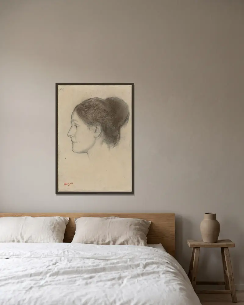 Hortense Valpinçon av Edgar Degas inramad på en vägg