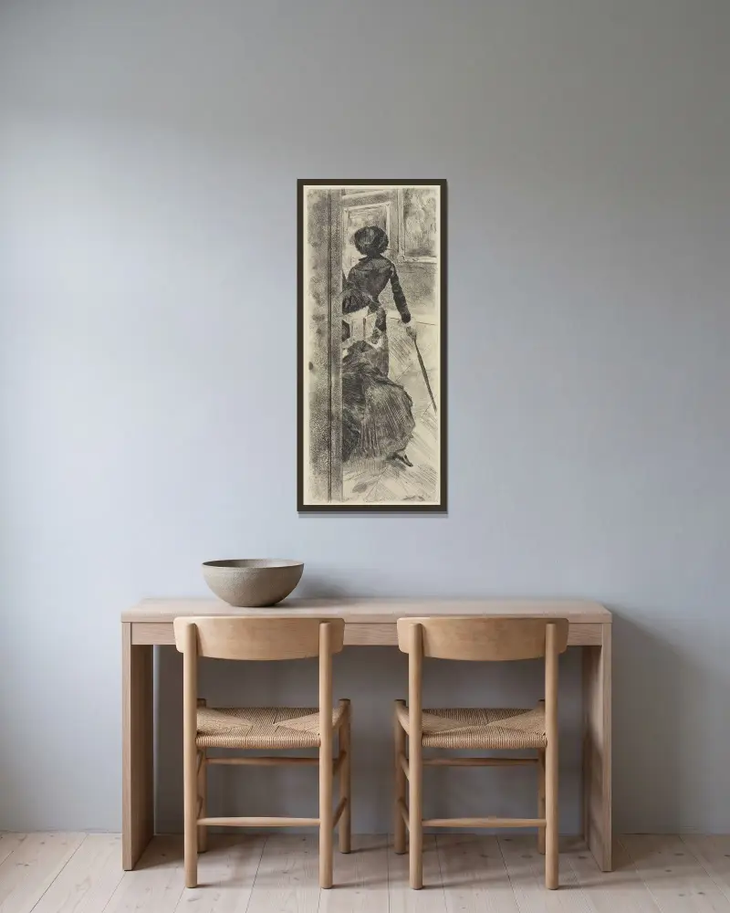 I Louvrens målerigalleri av Edgar Degas inramad på en vägg