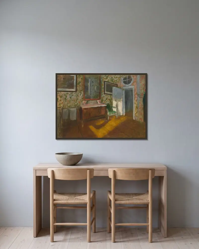 Intérieur av Edgar Degas inramad på en vägg
