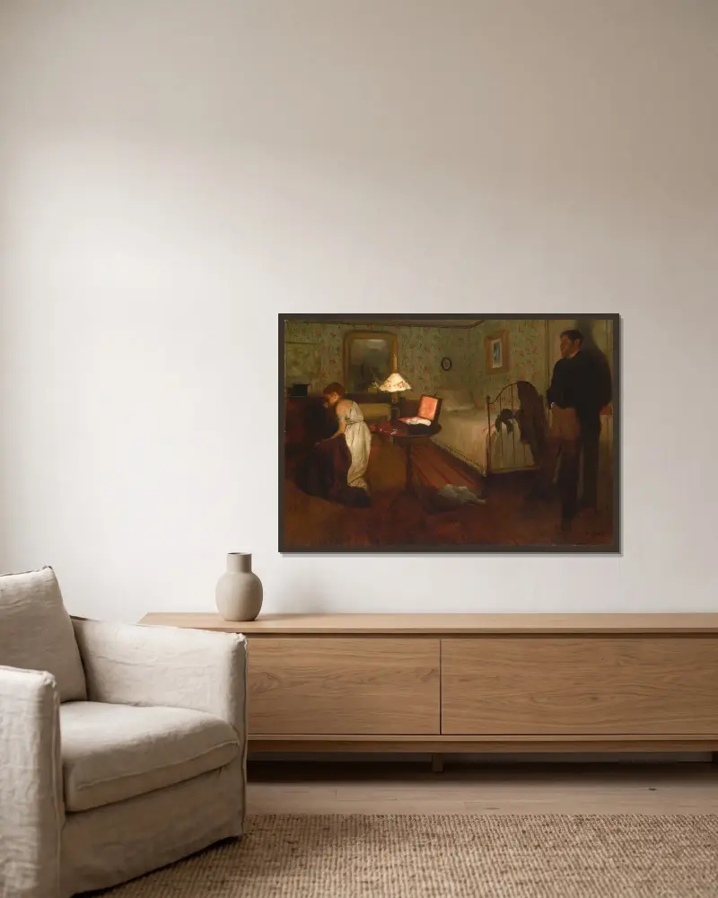 Interior av Edgar Degas inramad på en vägg