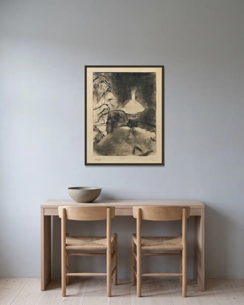 Čtení pod lampou, Edgar Degas v rámu na stěně