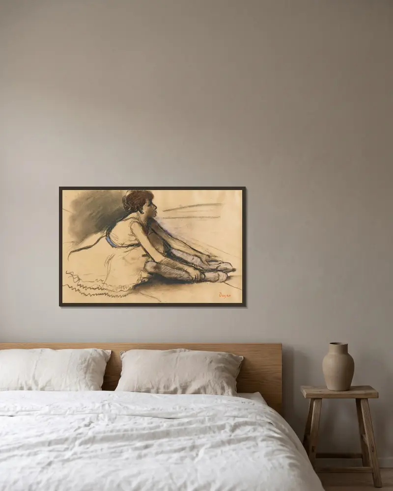 Le Repos De La Danseuse av Edgar Degas inramad på en vägg