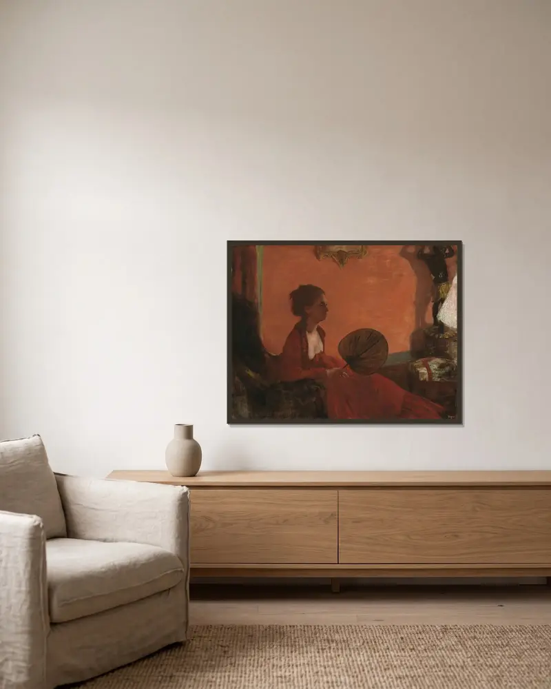 Madame Camus av Edgar Degas inramad på en vägg