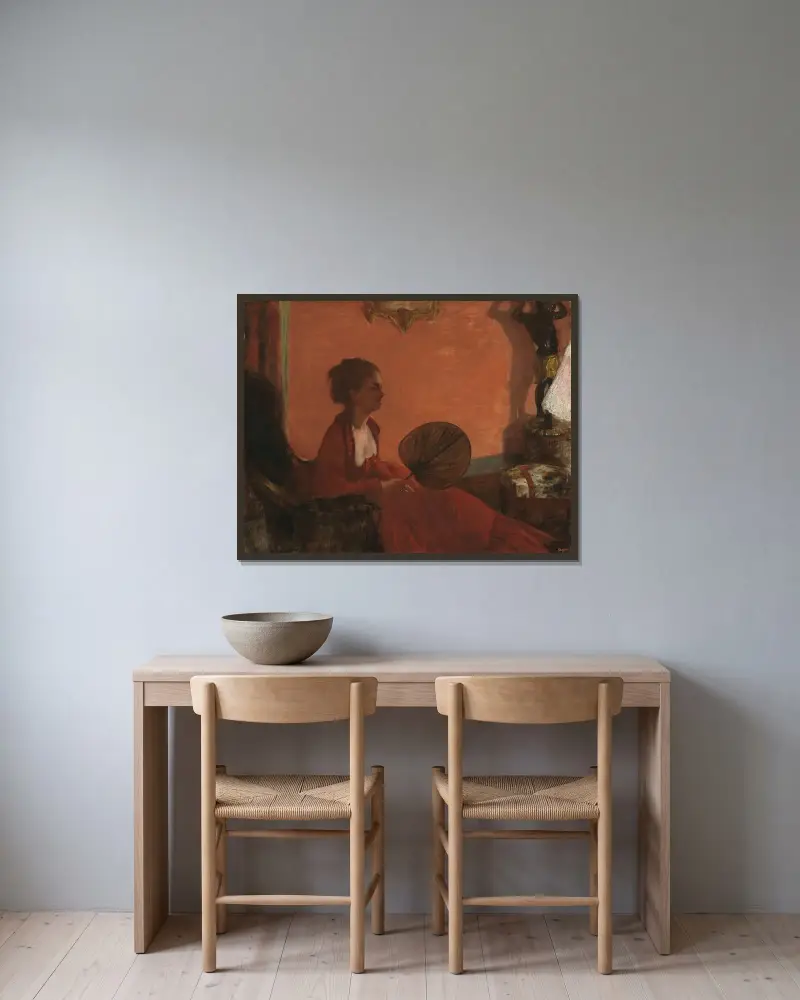 Madame Camus av Edgar Degas inramad på en vägg