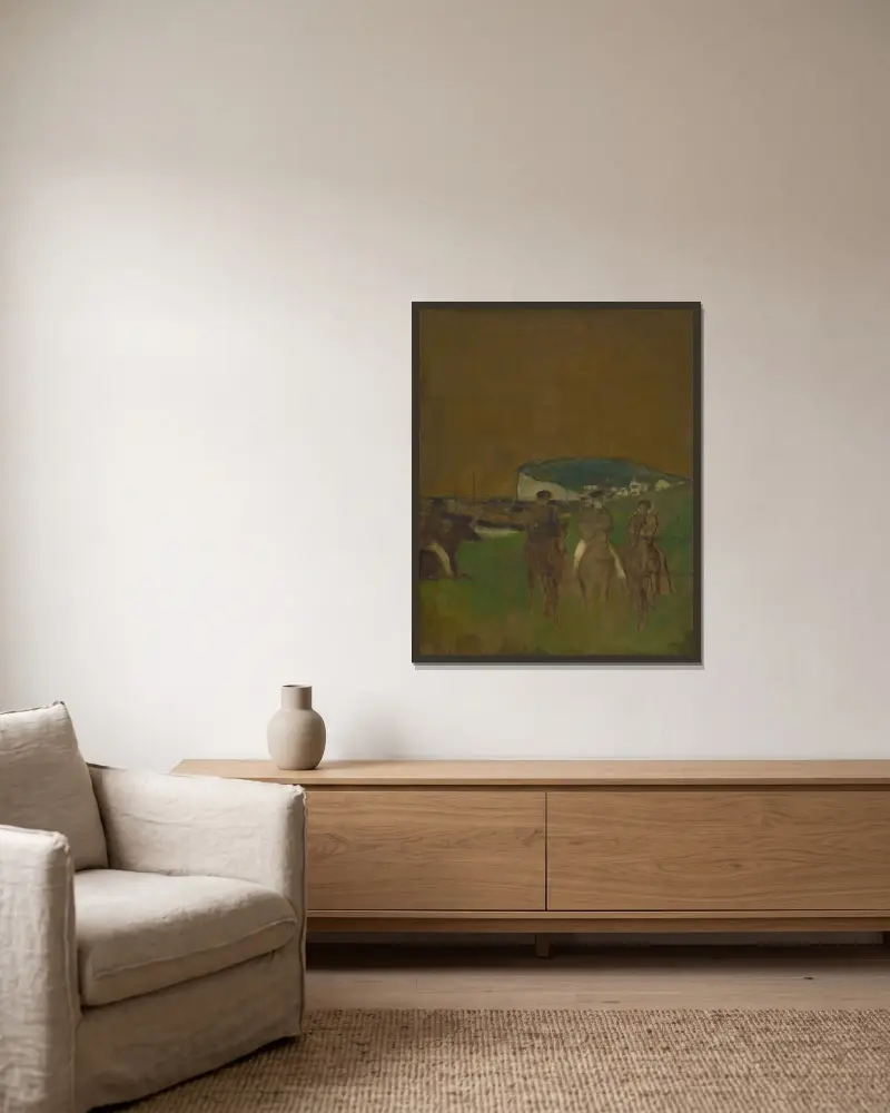 Morgenritt von Edgar Degas gerahmt an einer Wand