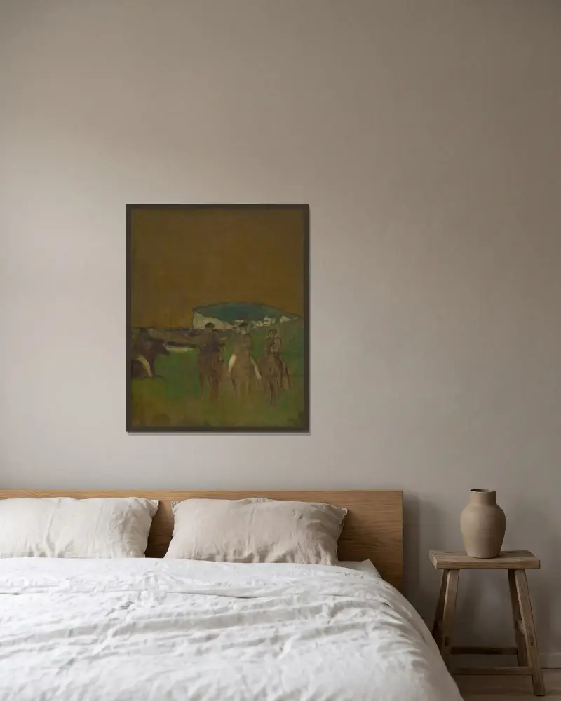 Morgenritt von Edgar Degas gerahmt an einer Wand