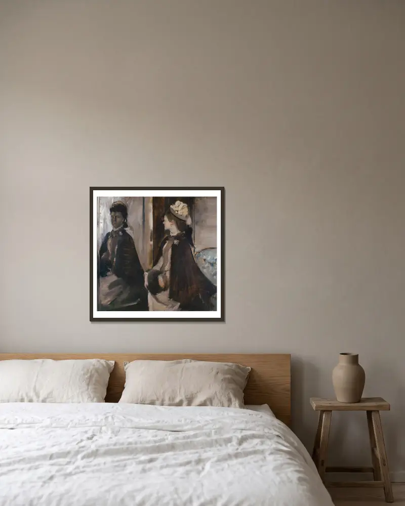 Mrs Jeantaud i spegeln av Edgar Degas inramad på en vägg