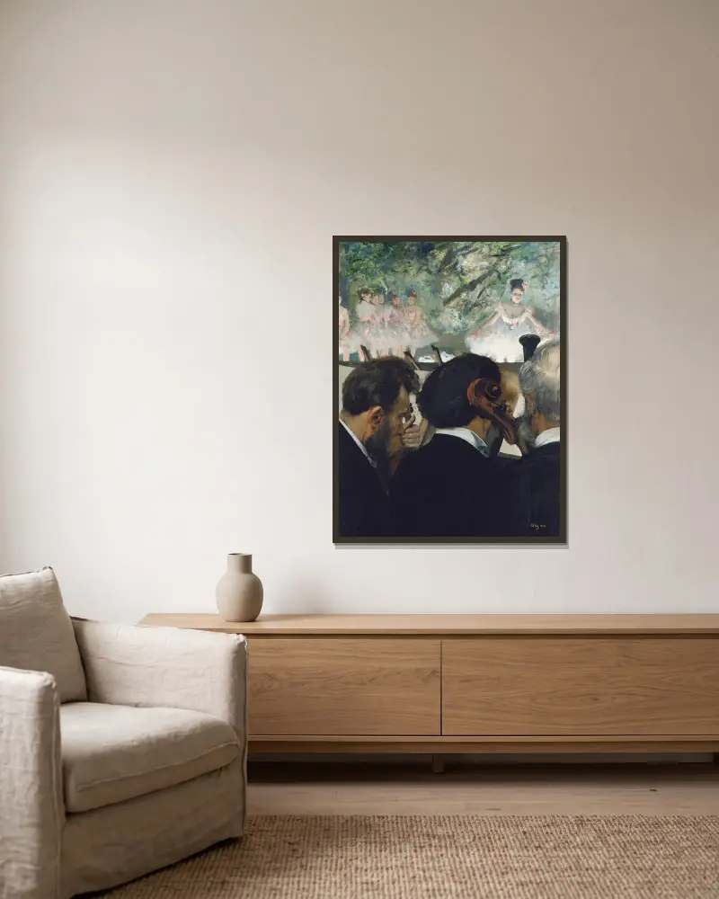 Musiker im Orchester von Edgar Degas gerahmt an einer Wand