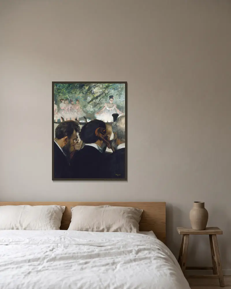 Musiker im Orchester von Edgar Degas gerahmt an einer Wand