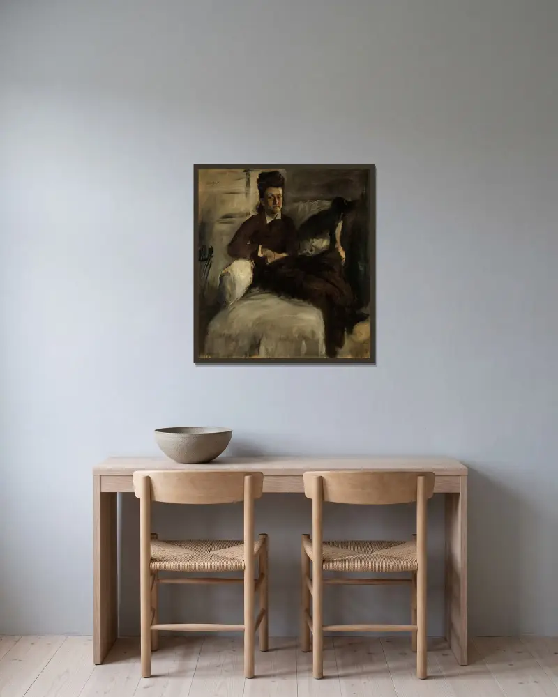 Portrét madame Jeantaudové, Edgar Degas v rámu na stěně