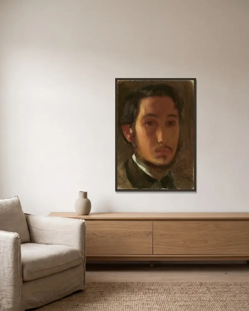 Self-Portrait with White Collar av Edgar Degas inramad på en vägg