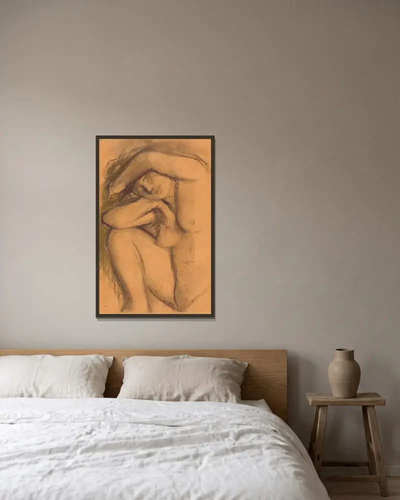Study of the nude av Edgar Degas inramad på en vägg