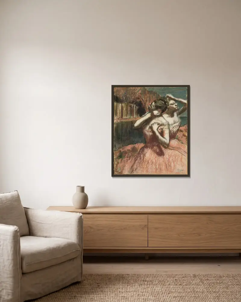 Two Dancers – nr 1 av Edgar Degas inramad på en vägg