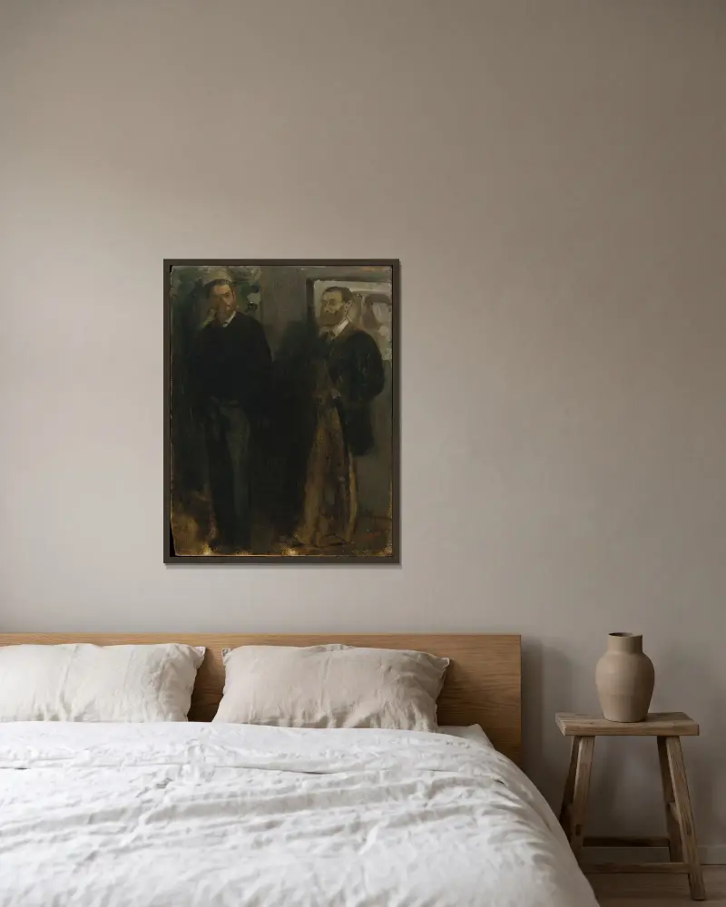 Two Men av Edgar Degas inramad på en vägg