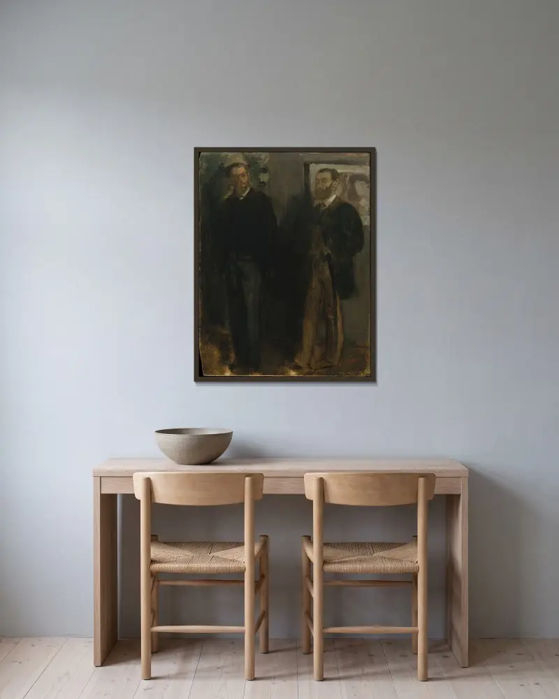 Two Men av Edgar Degas inramad på en vägg