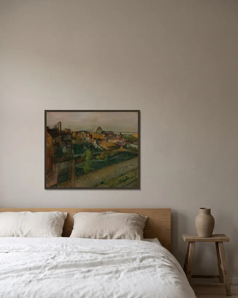 Vy över Saint-Valéry-sur-Somme av Edgar Degas inramad på en vägg
