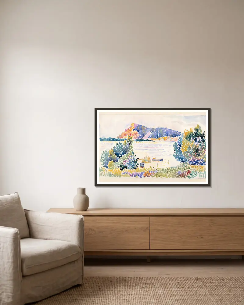Cap Nègre av Henri-Edmond Cross inramad på en vägg