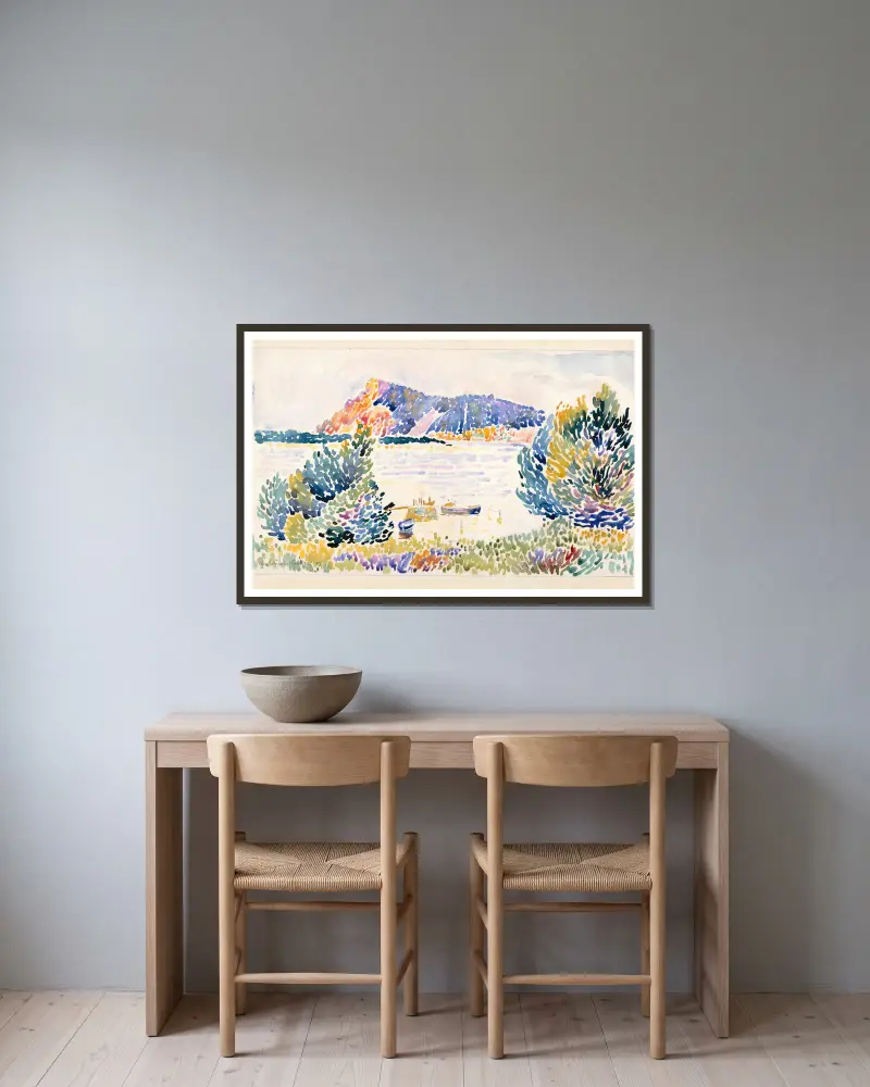 Cap Nègre av Henri-Edmond Cross inramad på en vägg
