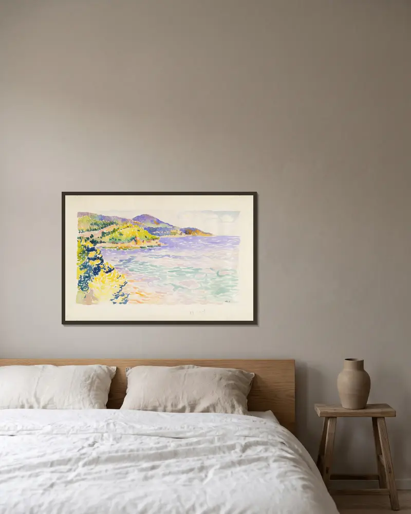 Meeresbucht (Südfrankreich) av Henri-Edmond Cross inramad på en vägg