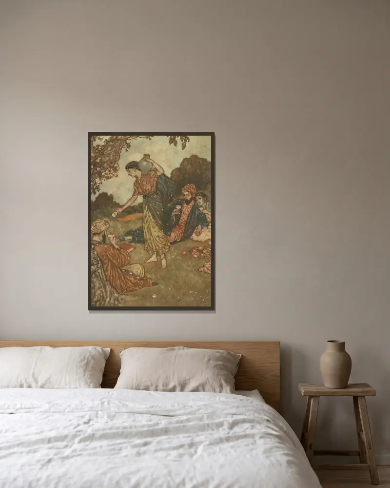 Och i ditt glada ärende nå platsen av Edmund Dulac inramad på en vägg