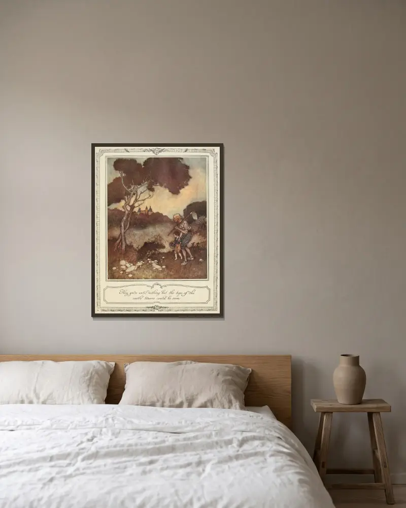 De växte tills bara slottstornens toppar syntes av Edmund Dulac inramad på en vägg